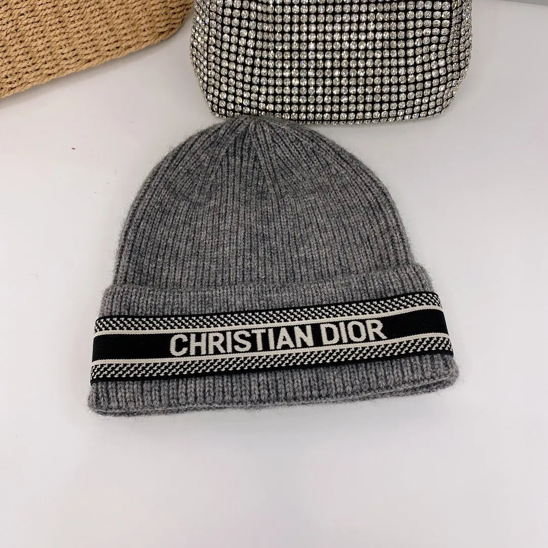 Vintage Oblique Wool Knit Beanie | Luxury Designer Winter Hat-s2 mysite