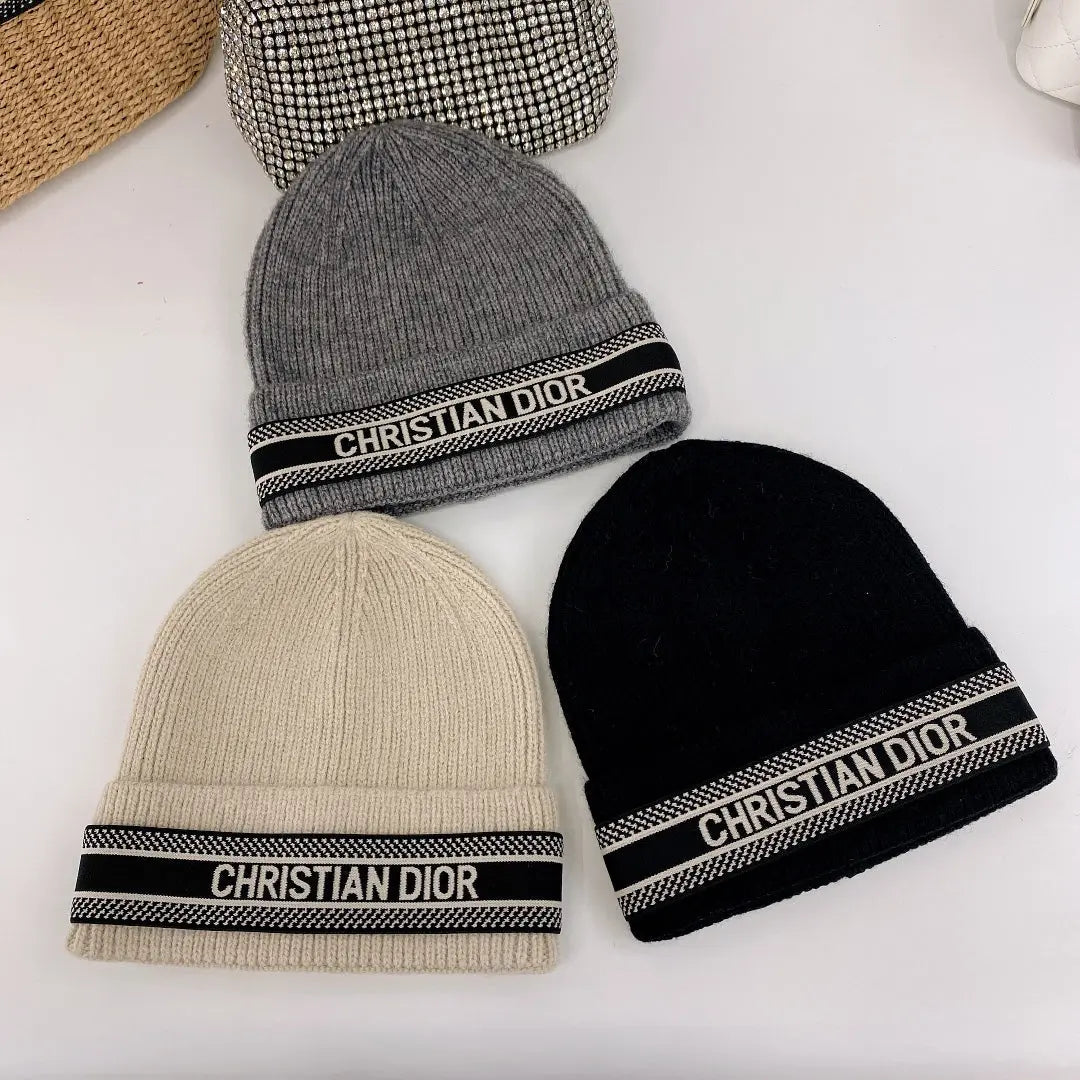 Vintage Oblique Wool Knit Beanie | Luxury Designer Winter Hat-s2 mysite
