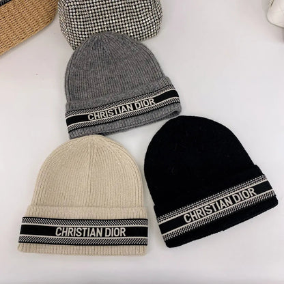 Vintage Oblique Wool Knit Beanie | Luxury Designer Winter Hat-s2 mysite