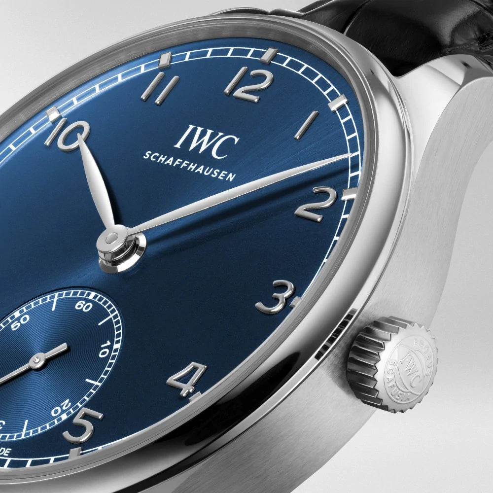 Replica Portuguese Automatic Small Seconds, Ref. IW358305 (Stainless Steel Case, Blue Dial, Black Alligator Leather Strap, 40.4mm)