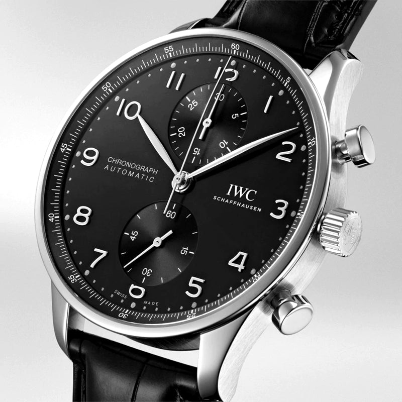 Replica Portugieser Chronograph IW371480 Rose Gold White Dial Brown Alligator Strap 40.9mm