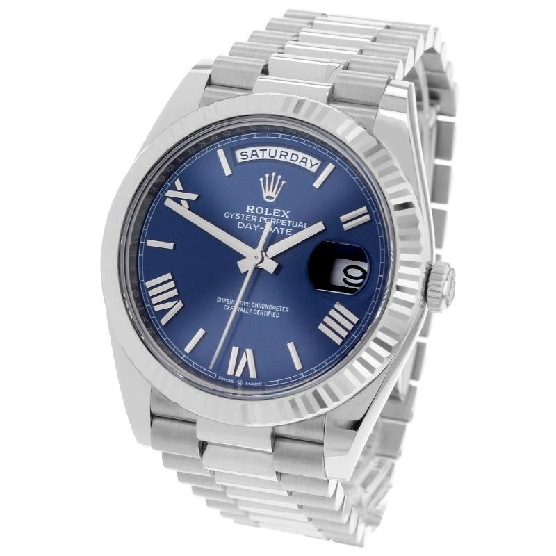 Luxury Automatic Watch for Men Mechanical Wristwatch Stainless Steel Day/Date Blue Dial 100202