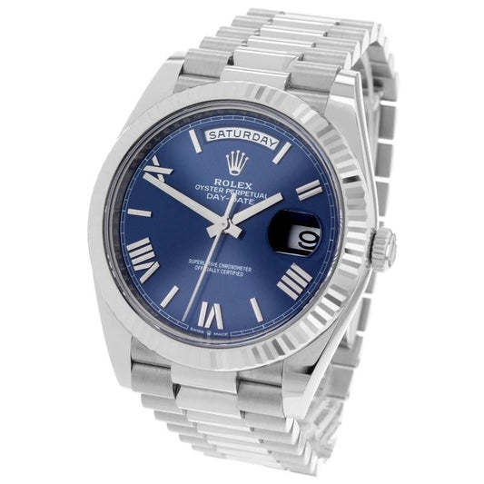 Luxury Automatic Watch for Men Mechanical Wristwatch Stainless Steel Day/Date Blue Dial 100202