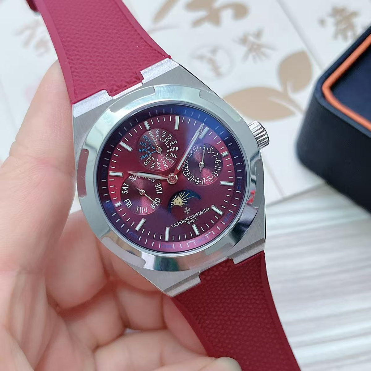 Luxury Automatic Mechanical Watch for Men Stainless Steel Overseas Moonphase 41mm Wristwatch