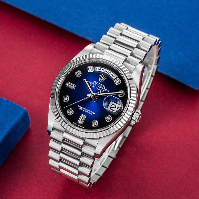 40mm Automatic Watch Replica Daydate Silver Blue 061311