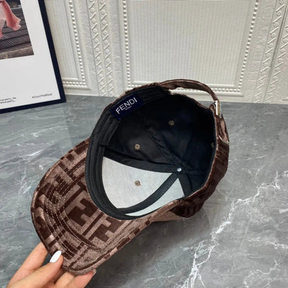 Luxury FF Gold Velvet Baseball Cap | Luxury Designer Adjustable Hat-s2 mysite