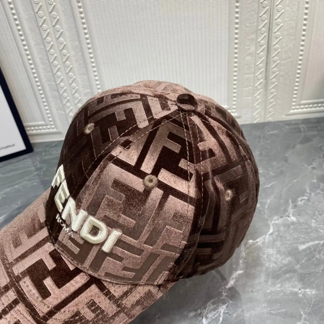 Luxury FF Gold Velvet Baseball Cap | Luxury Designer Adjustable Hat-s2 mysite