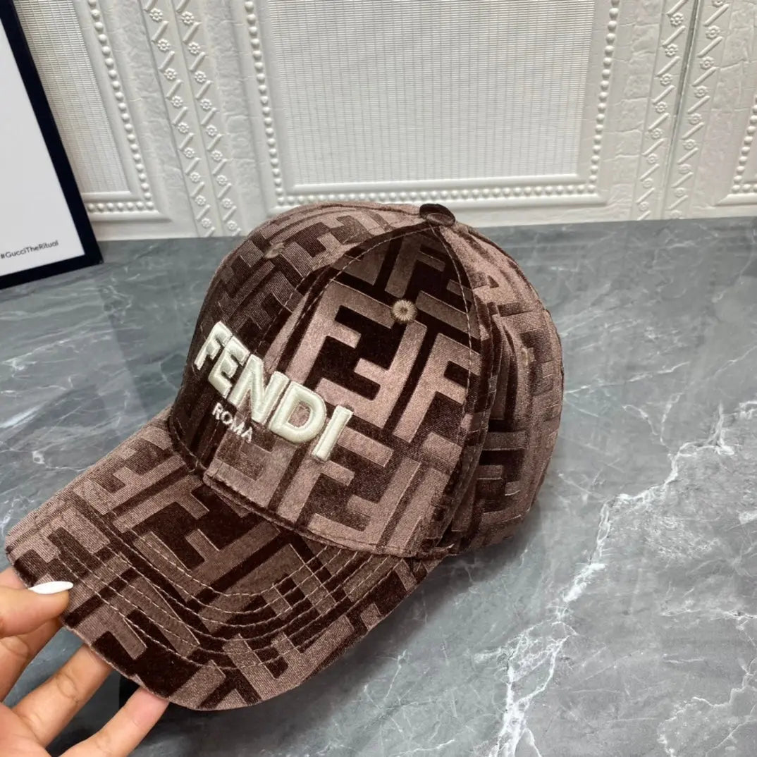 Luxury FF Gold Velvet Baseball Cap | Luxury Designer Adjustable Hat-s2 mysite