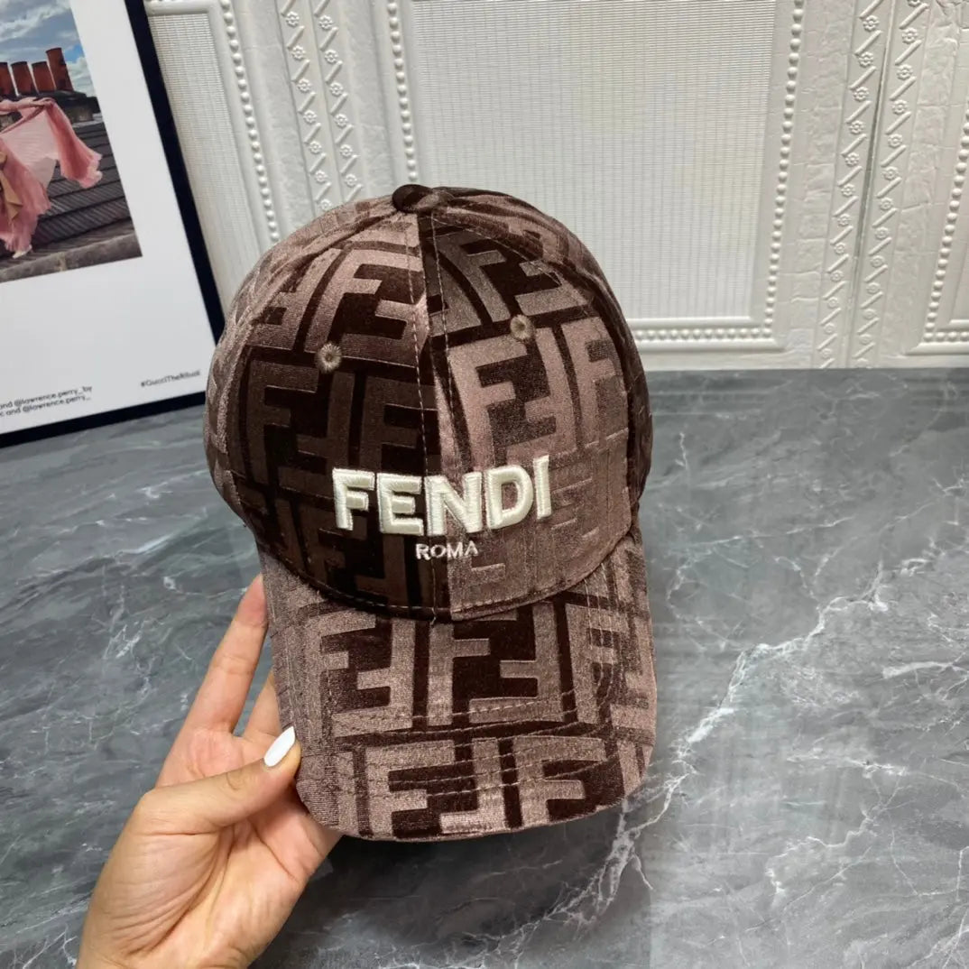 Luxury FF Gold Velvet Baseball Cap | Luxury Designer Adjustable Hat-s2 mysite