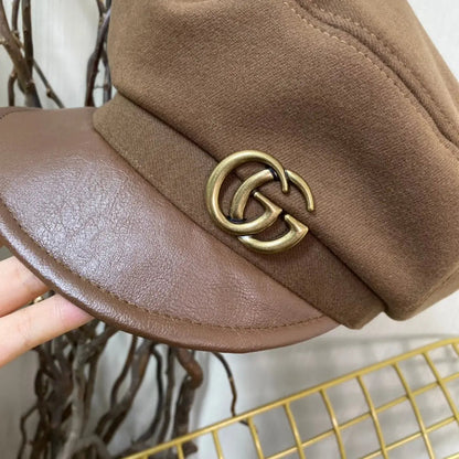 Classic GG Metal Logo Octagonal Flat Cap | Luxury Designer Cashmere Hat-s2 mysite