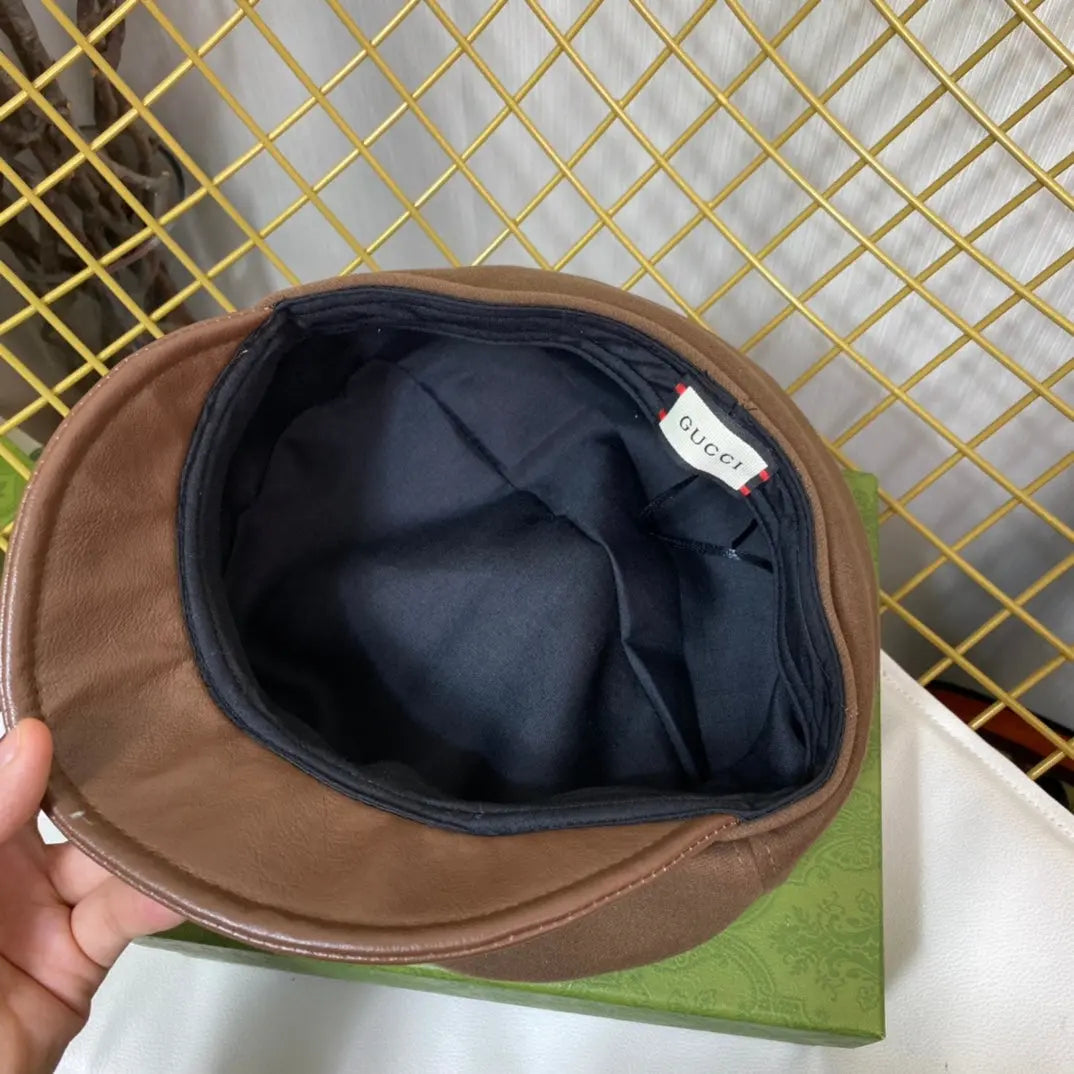 Classic GG Metal Logo Octagonal Flat Cap | Luxury Designer Cashmere Hat-s2 mysite