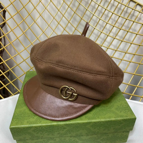 Classic GG Metal Logo Octagonal Flat Cap | Luxury Designer Cashmere Hat-s2 mysite