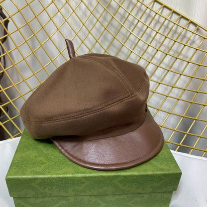 Classic GG Metal Logo Octagonal Flat Cap | Luxury Designer Cashmere Hat-s2 mysite