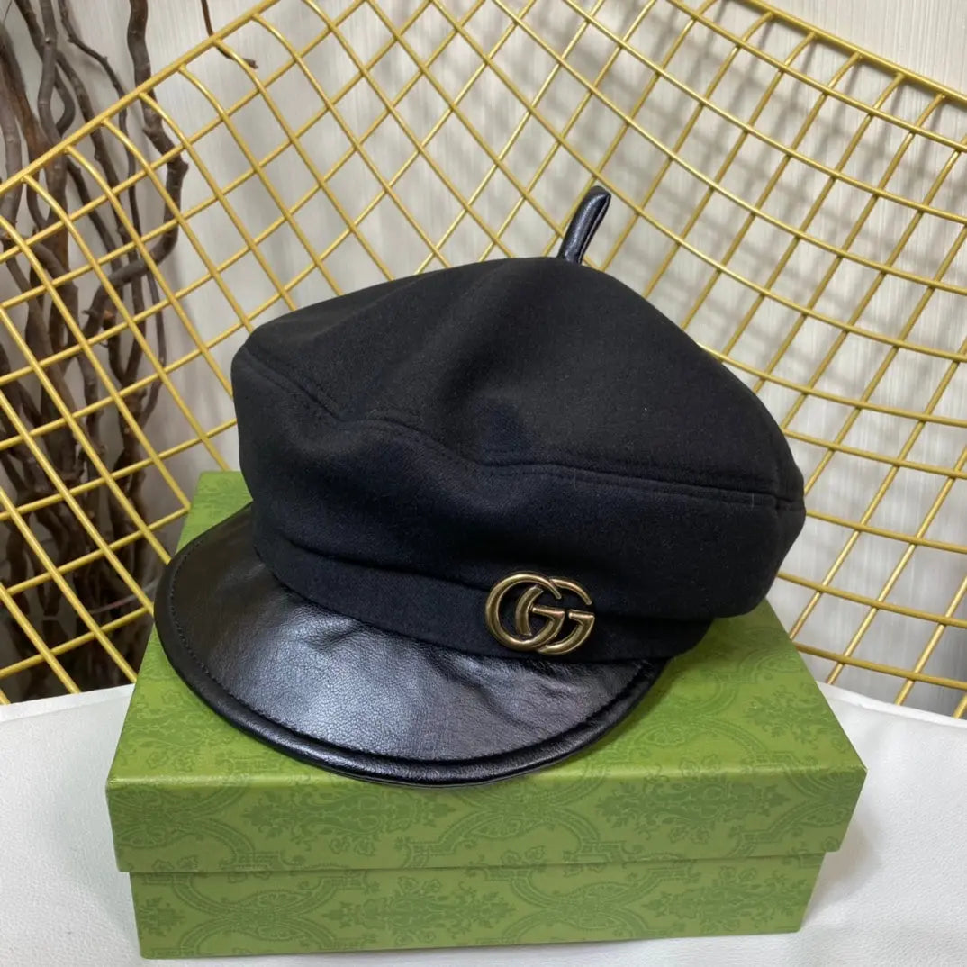 Classic GG Metal Logo Octagonal Flat Cap | Luxury Designer Cashmere Hat-s2 mysite