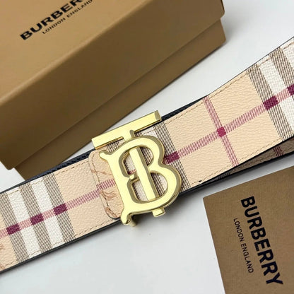 Men‘s Leather Belt TB Monogram Buckle / Check Pattern-1 mysite