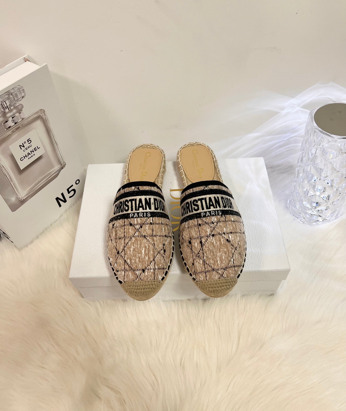 GRANVILLE ESPADRILLE CAMEL BEIGE OBLIQUE EMBROIDERED COTTON MULE mysite