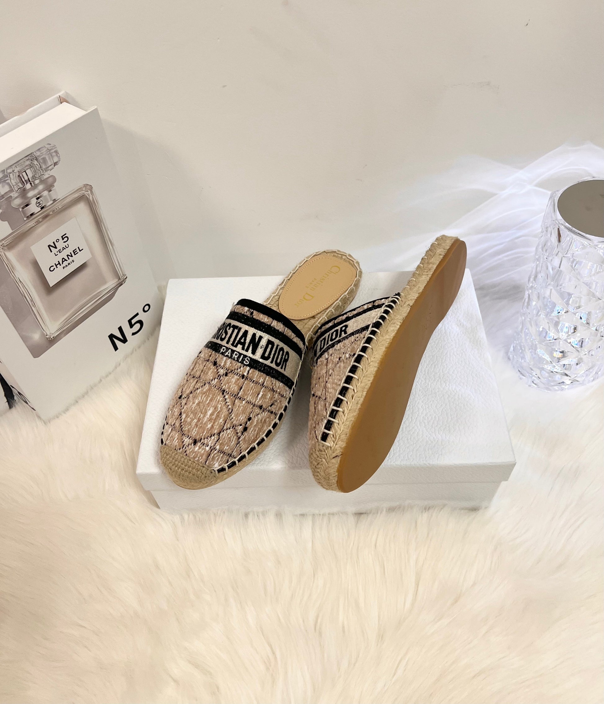 GRANVILLE ESPADRILLE CAMEL BEIGE OBLIQUE EMBROIDERED COTTON MULE mysite