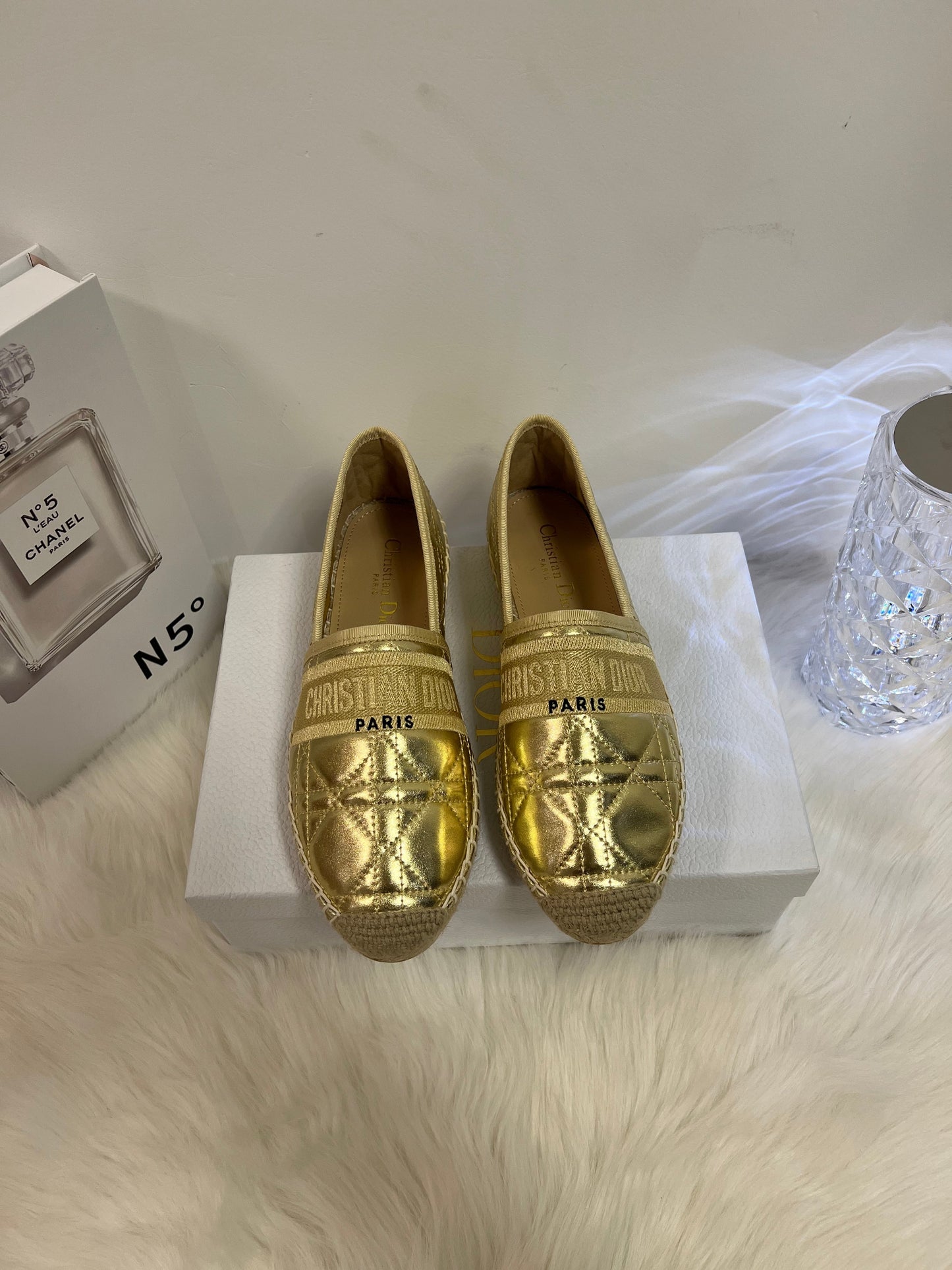 GRANVILLE ESPADRILLE GOLD QUILTED CANNAGE CALFSKIN mysite