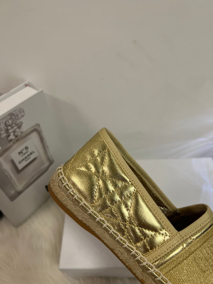 GRANVILLE ESPADRILLE GOLD QUILTED CANNAGE CALFSKIN mysite