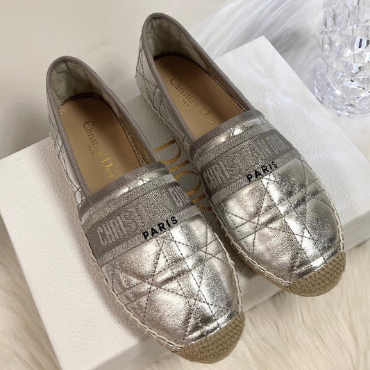 GRANVILLE ESPADRILLE SILVER QUILTED CANNAGE CALFSKIN mysite