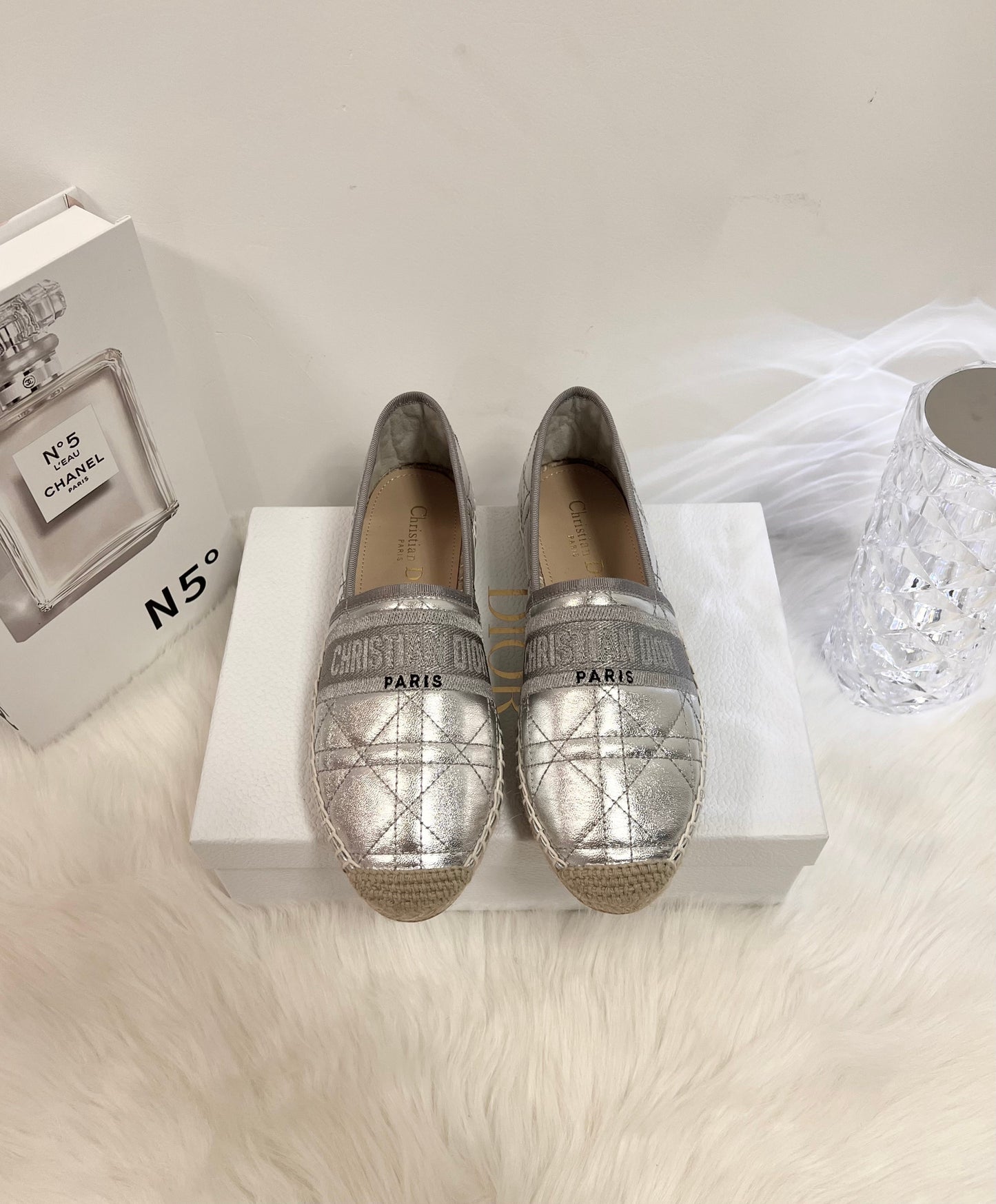 GRANVILLE ESPADRILLE SILVER QUILTED CANNAGE CALFSKIN mysite