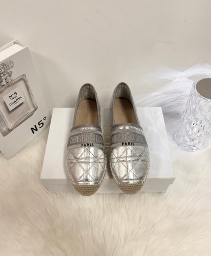 GRANVILLE ESPADRILLE SILVER QUILTED CANNAGE CALFSKIN mysite