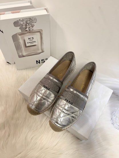 GRANVILLE ESPADRILLE SILVER QUILTED CANNAGE CALFSKIN mysite
