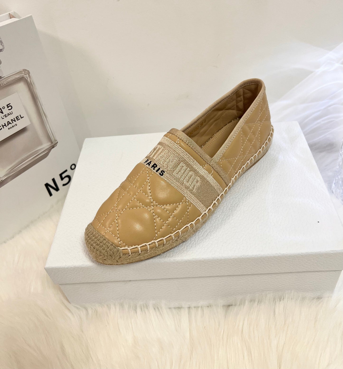 GRANVILLE ESPADRILLE CAMEL BEIGE QUILTED CANNAGE CALFSKIN mysite
