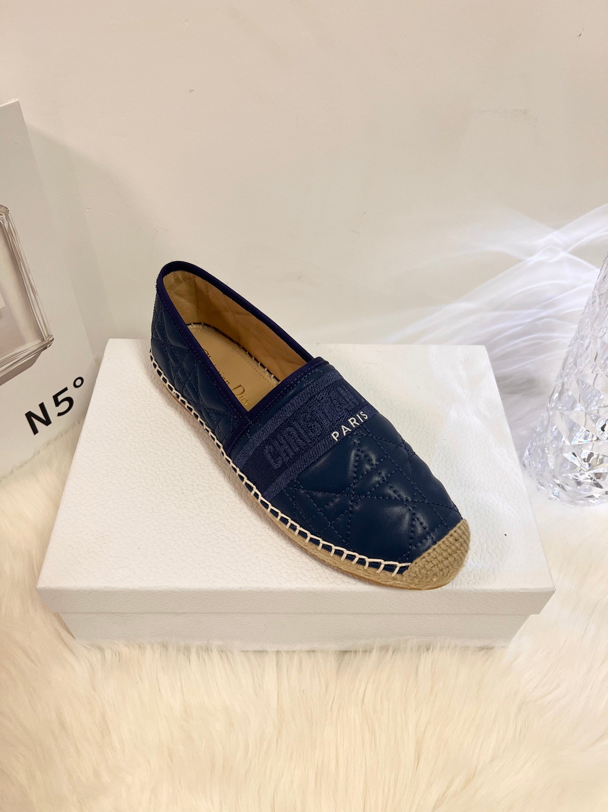 GRANVILLE ESPADRILLE NAVY BLUE QUILTED CANNAGE CALFSKIN mysite