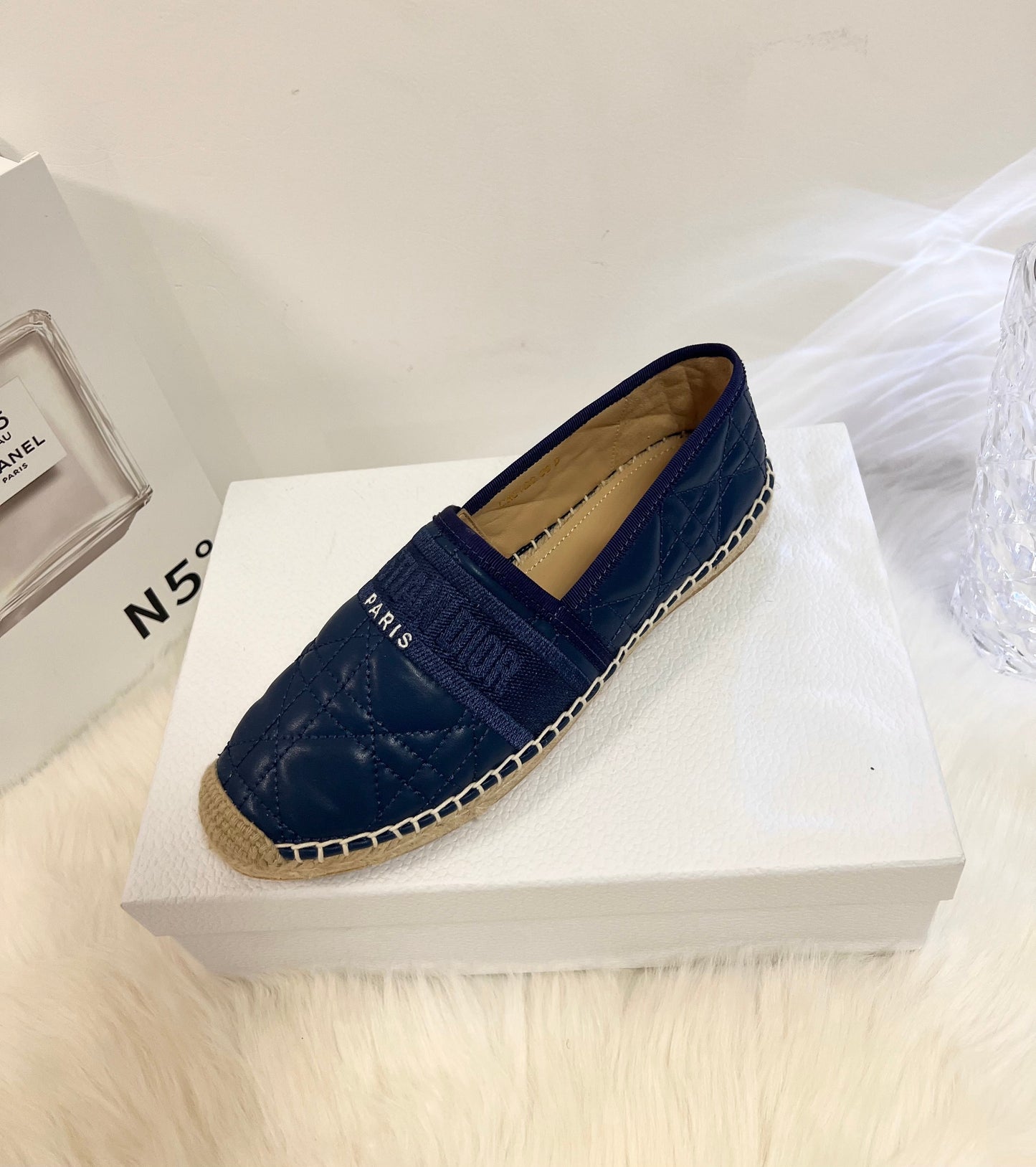 GRANVILLE ESPADRILLE NAVY BLUE QUILTED CANNAGE CALFSKIN mysite