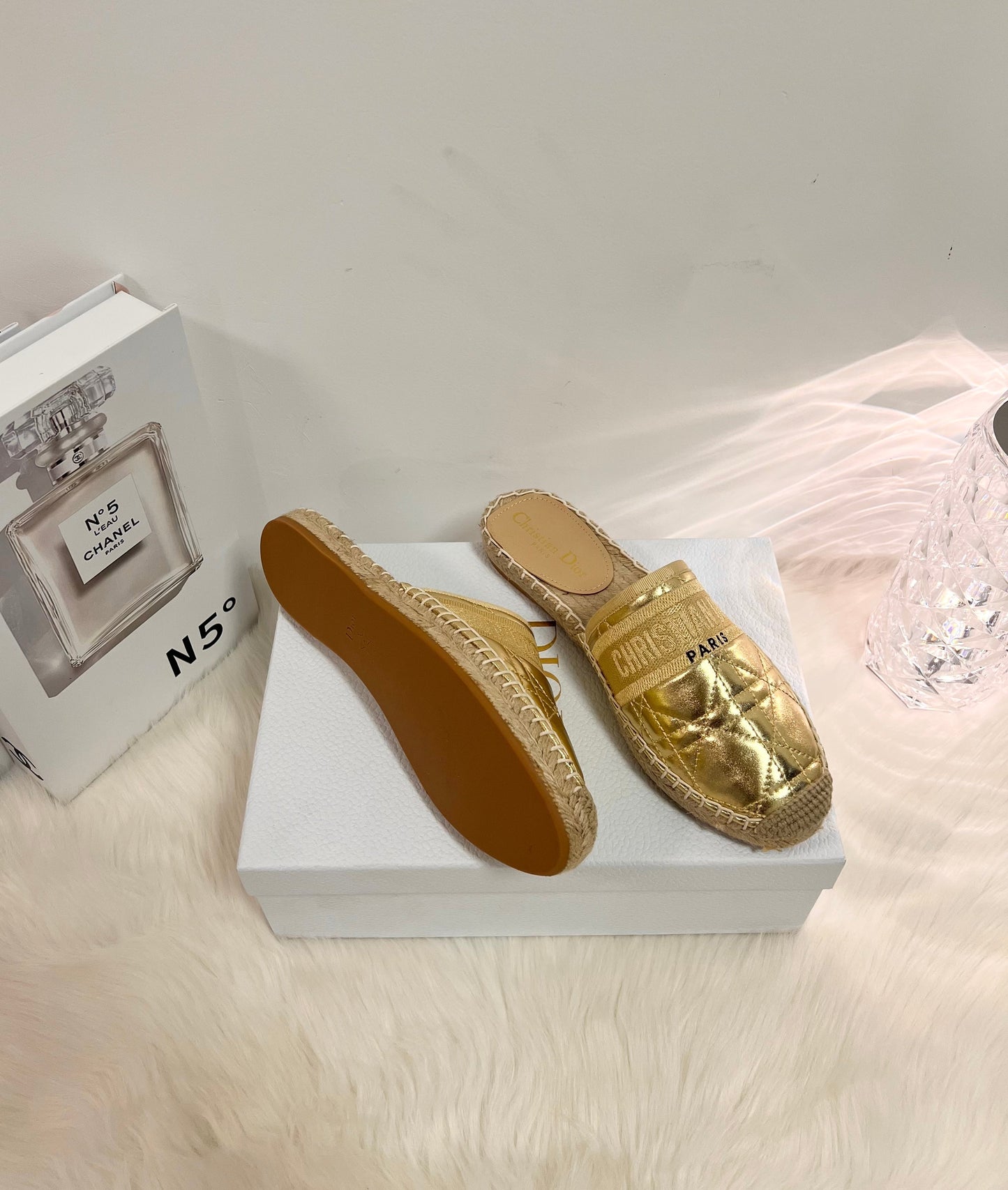 GRANVILLE ESPADRILLE MULE GOLD QUILTED CANNAGE CALFSKIN mysite