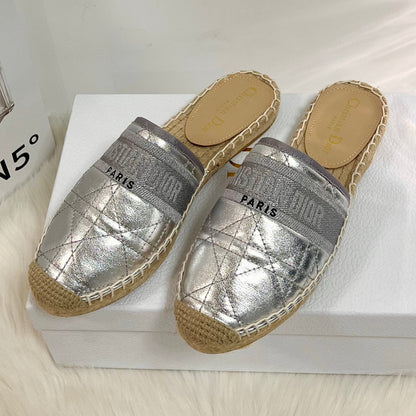 GRANVILLE ESPADRILLE MULE SILVER QUILTED CANNAGE CALFSKIN mysite