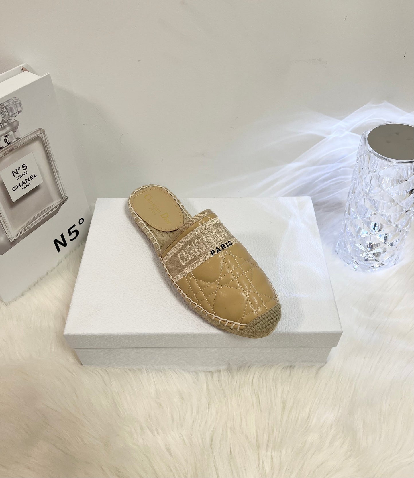 GRANVILLE ESPADRILLE MULE CAMEL BEIGE QUILTED CANNAGE CALFSKIN mysite