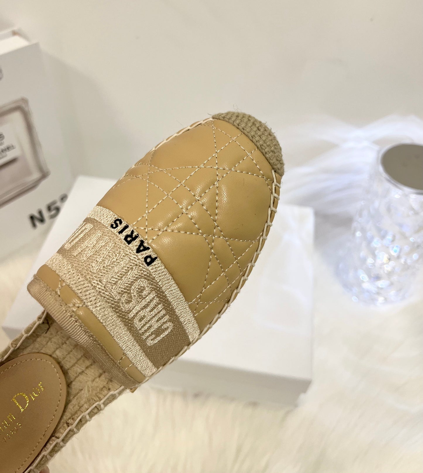 GRANVILLE ESPADRILLE MULE CAMEL BEIGE QUILTED CANNAGE CALFSKIN mysite