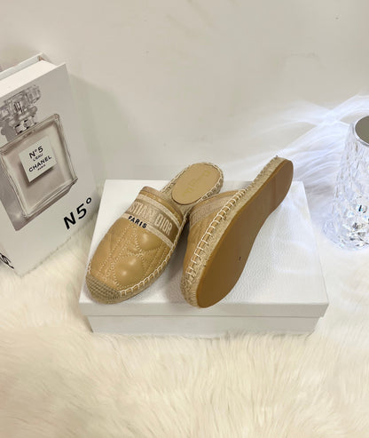 GRANVILLE ESPADRILLE MULE CAMEL BEIGE QUILTED CANNAGE CALFSKIN mysite