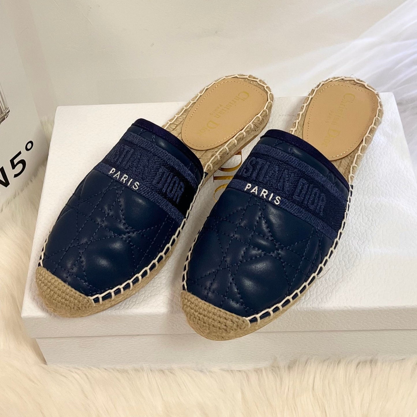 GRANVILLE ESPADRILLE MULE NAVY BLUE QUILTED CANNAGE CALFSKIN mysite