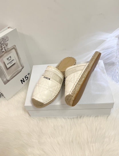GRANVILLE ESPADRILLE MULE WHITE QUILTED CANNAGE CALFSKIN mysite