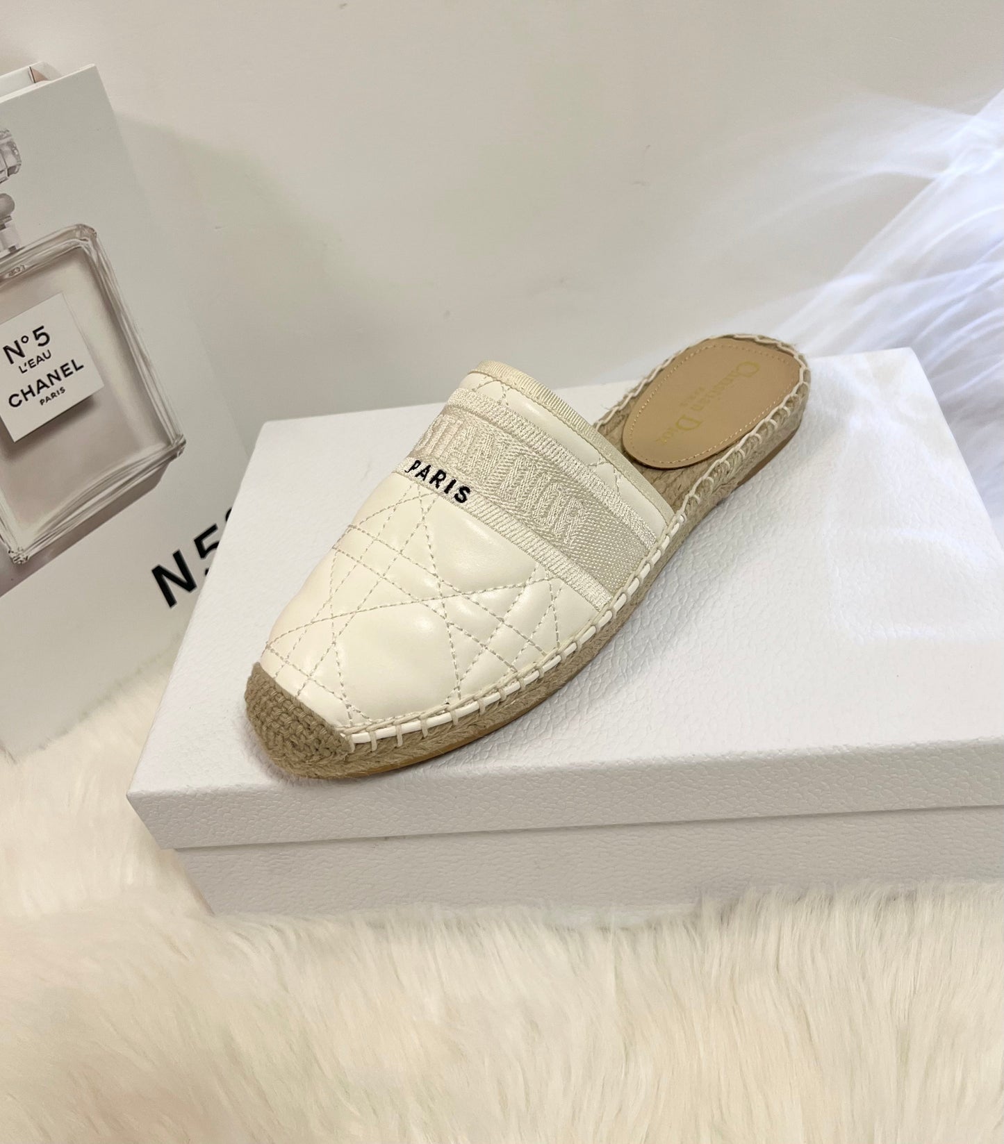 GRANVILLE ESPADRILLE MULE WHITE QUILTED CANNAGE CALFSKIN mysite