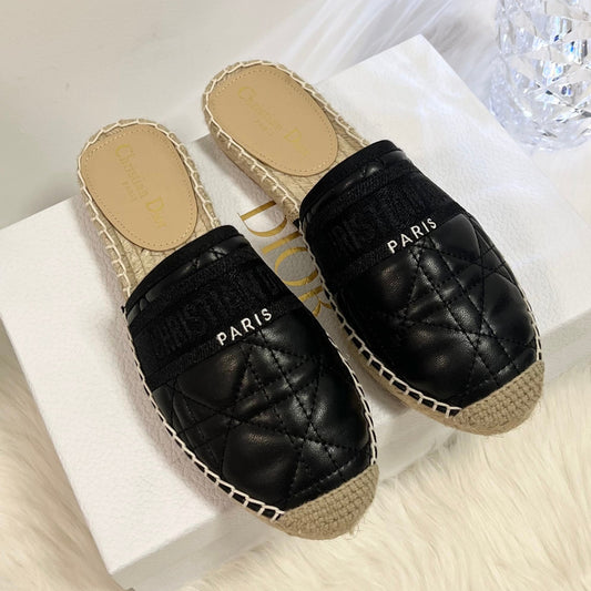 GRANVILLE ESPADRILLE MULE BLACK QUILTED CANNAGE CALFSKIN mysite