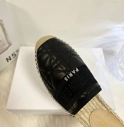 GRANVILLE ESPADRILLE MULE BLACK QUILTED CANNAGE CALFSKIN mysite