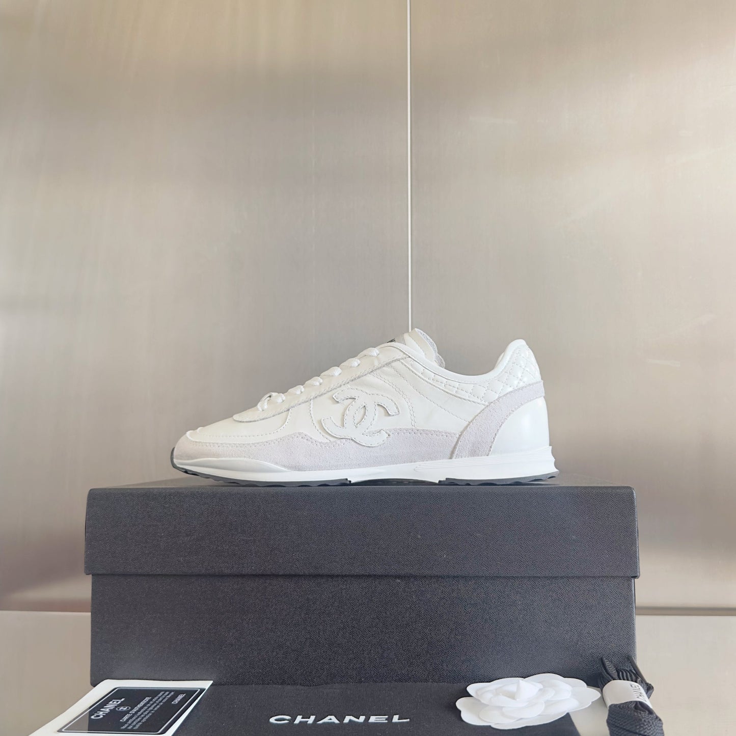 CHANEL 25S SNEAKERS 20MM IN WHITE CALFSKIN mysite