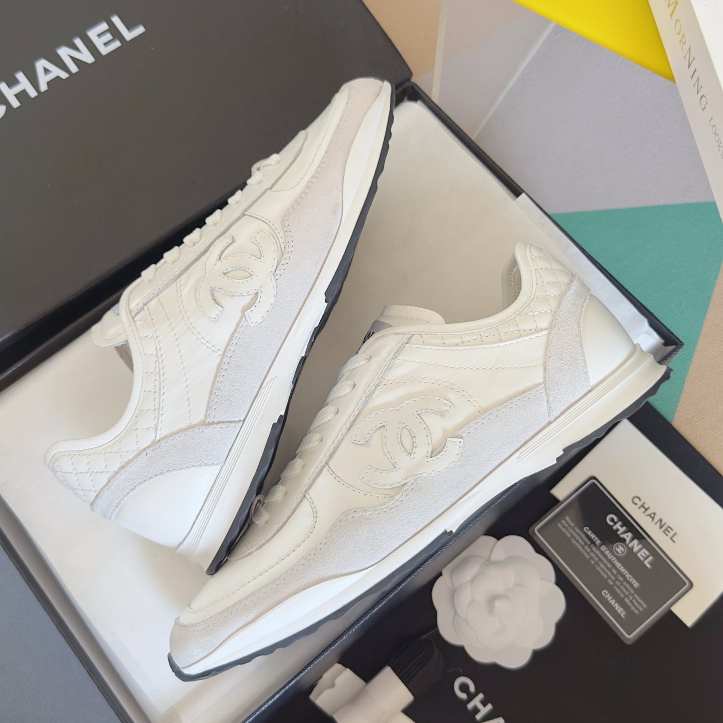 CHANEL 25S SNEAKERS 20MM IN WHITE CALFSKIN mysite