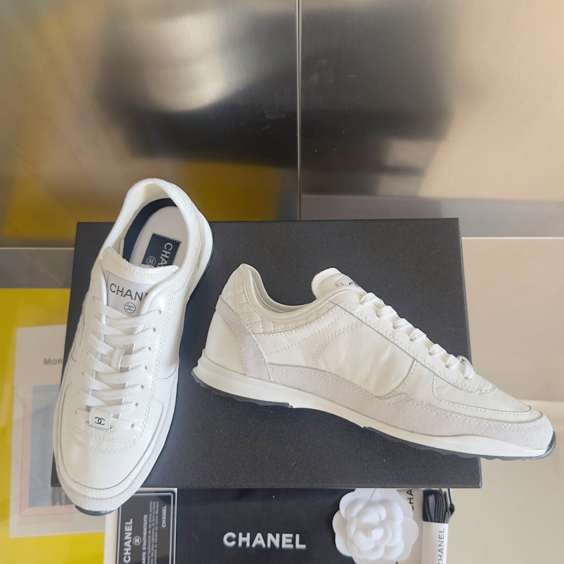 CHANEL 25S SNEAKERS 20MM IN WHITE CALFSKIN mysite