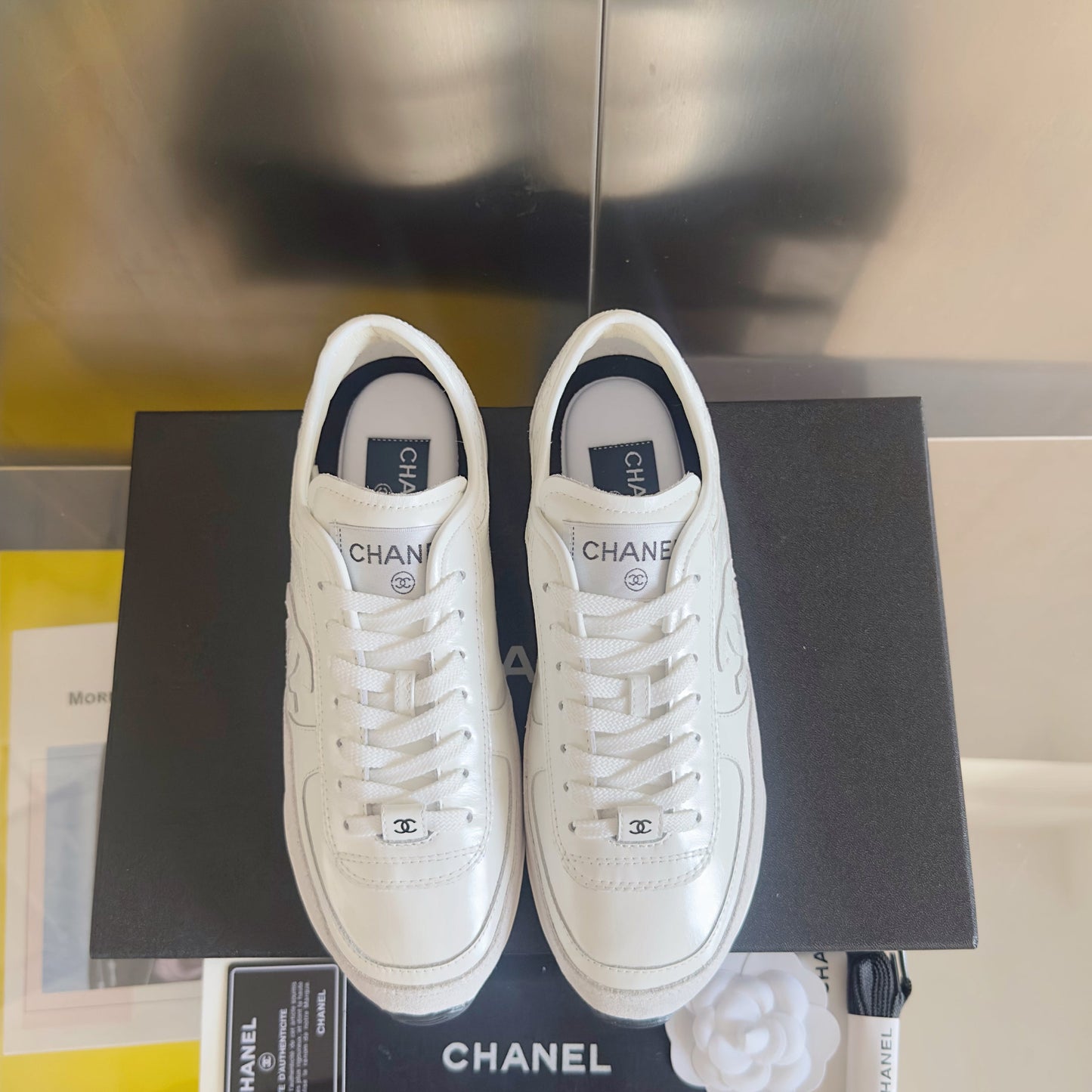 CHANEL 25S SNEAKERS 20MM IN WHITE CALFSKIN mysite