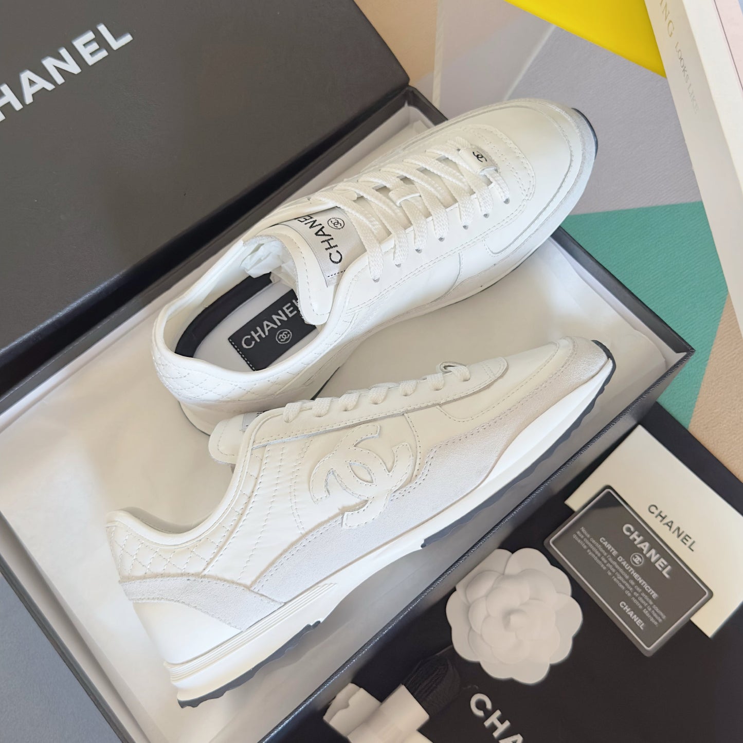 CHANEL 25S SNEAKERS 20MM IN WHITE CALFSKIN mysite
