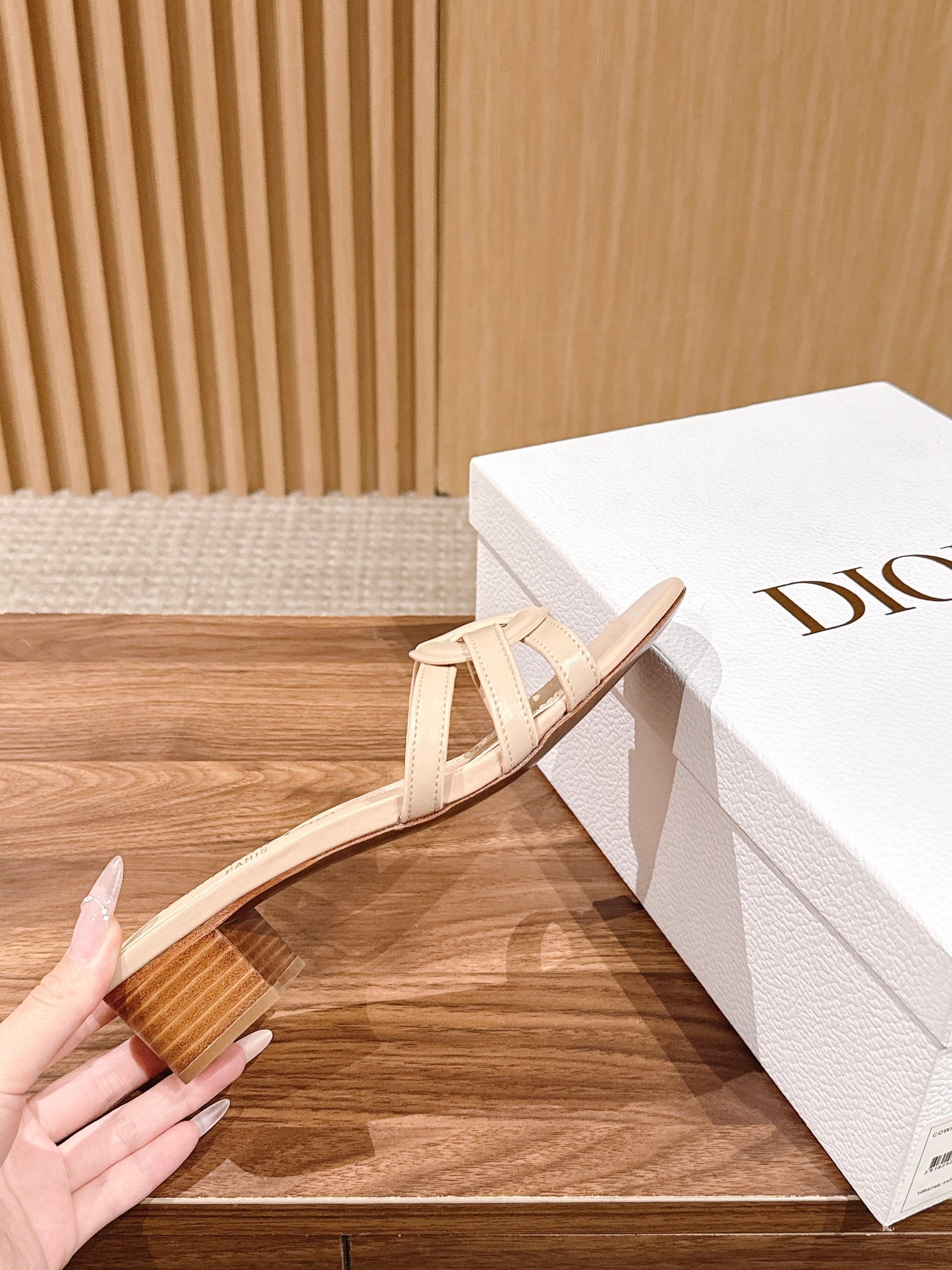 DIOR 26S HEEL SANDALS IN BEIGE CALFSKIN STRAPPY mysite