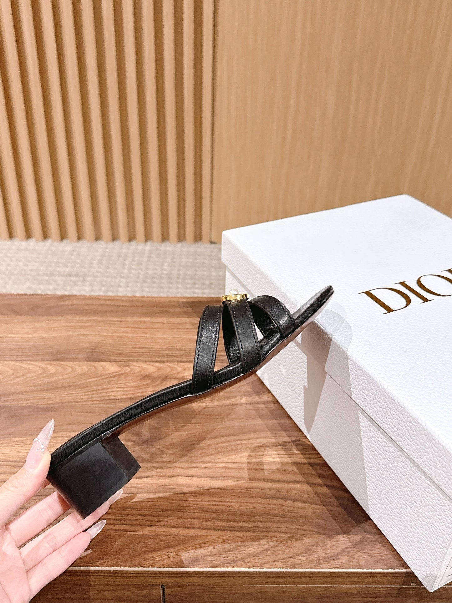 DIOR 26S MID HEEL SANDALS IN BLACK CALFSKIN MULTI STRAP GOLD HARDWARE mysite