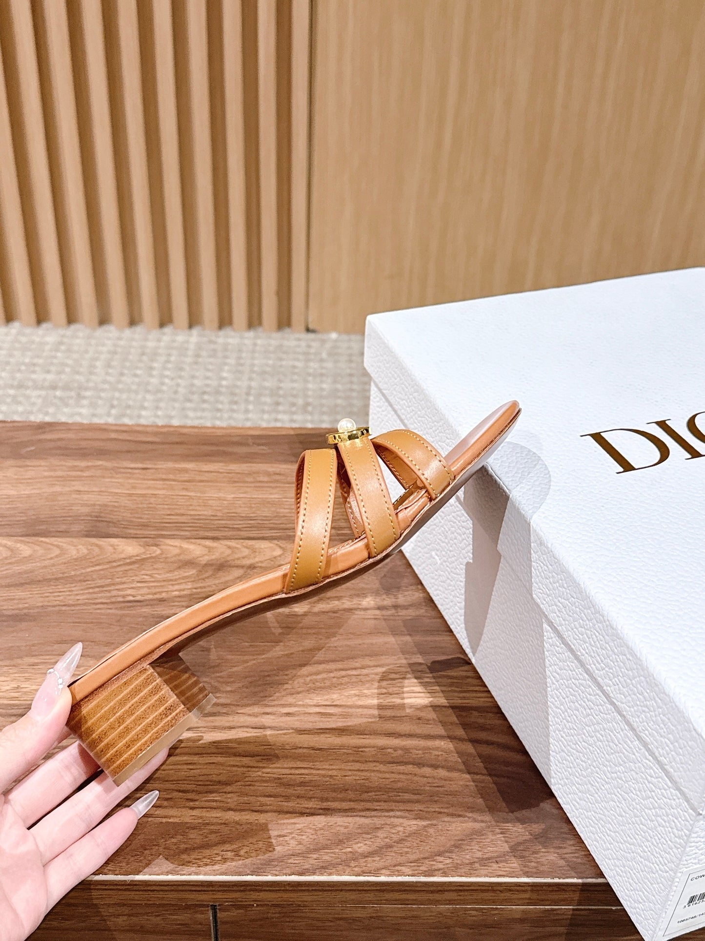DIOR 26S MID HEEL SANDALS IN CARAMEL BROWN CALFSKIN MULTI STRAP GOLD HARDWARE mysite