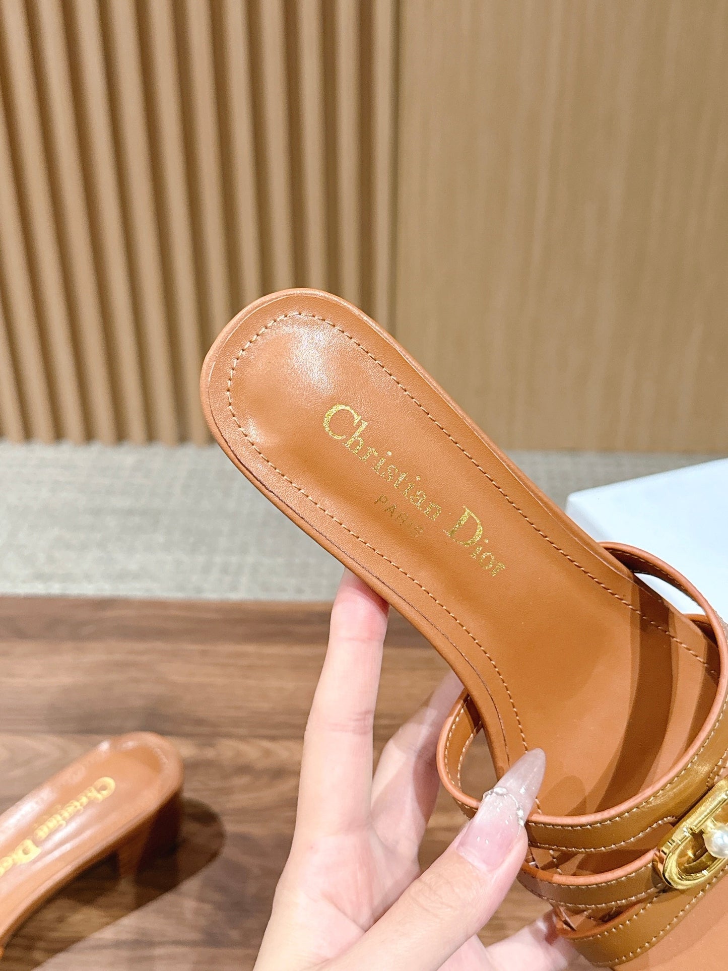 DIOR 26S MID HEEL SANDALS IN CARAMEL BROWN CALFSKIN MULTI STRAP GOLD HARDWARE mysite