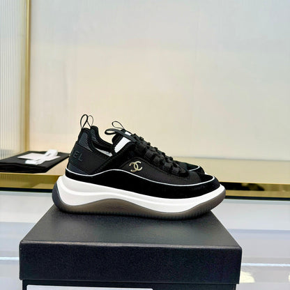 CHANEL 26S PLATFORM SNEAKERS IN BLACK MIX WHITE SUEDE WITH CC LOGO mysite